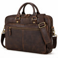 Laptoptasche 40 x 10 x 30 cm aus Leder dunkelbraun mit Schultergurt