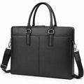Laptoptasche 40 x 30 x 8 cm aus schwarzem Kunstleder mit Schultergurt
