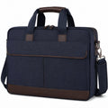 Laptoptasche 40 cm aus Textil Dunkelblau Braun mit Schultergurt