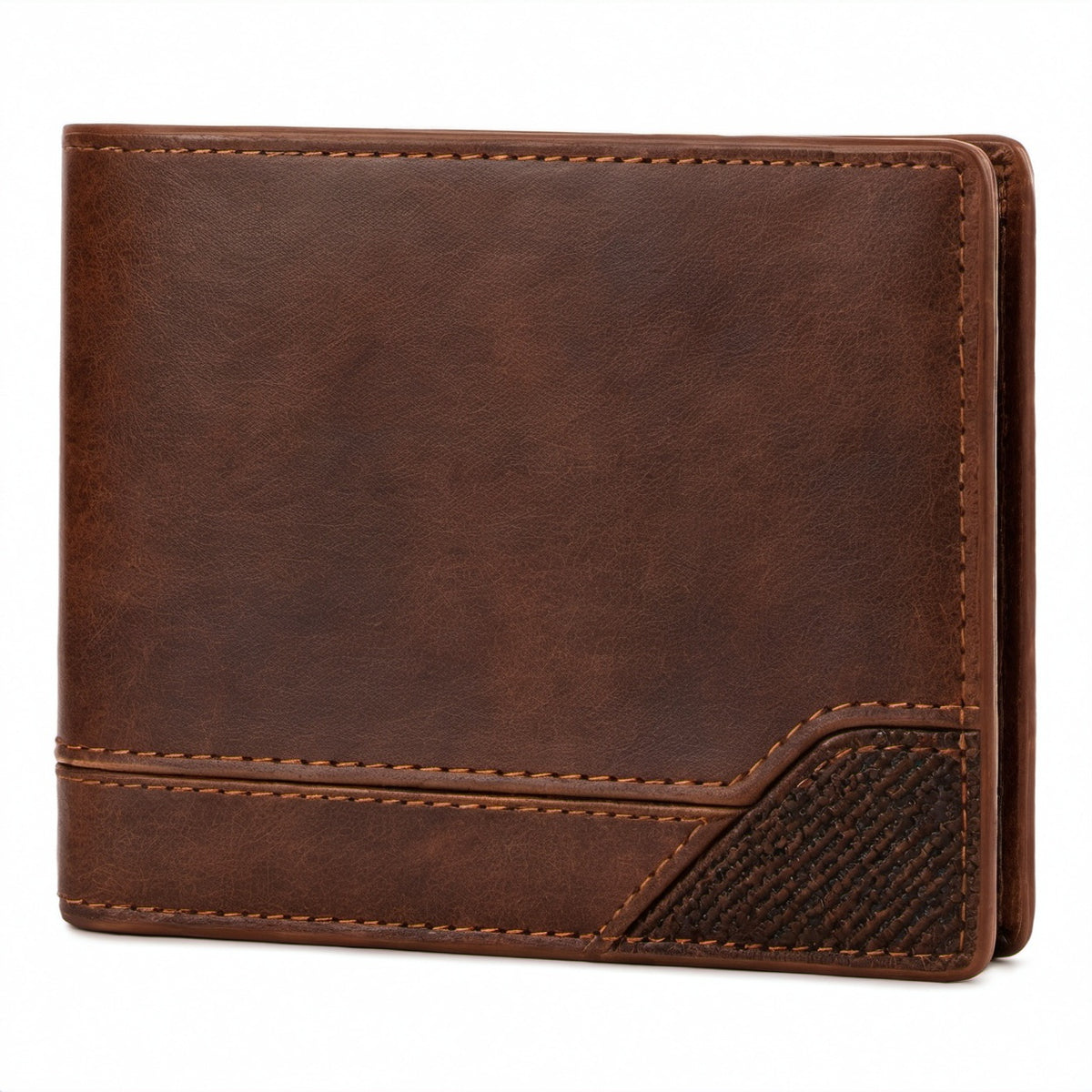 Geldbörse 12 x 9 x 2 cm aus Leder Braun - Faltbares Kartenetui mit Münzfach