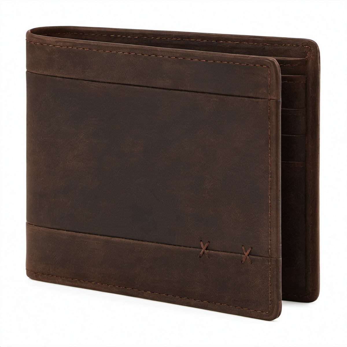Geldbörse 12 x 9.5 x 2 cm Leder Braun - Faltbar mit Kartenfächern