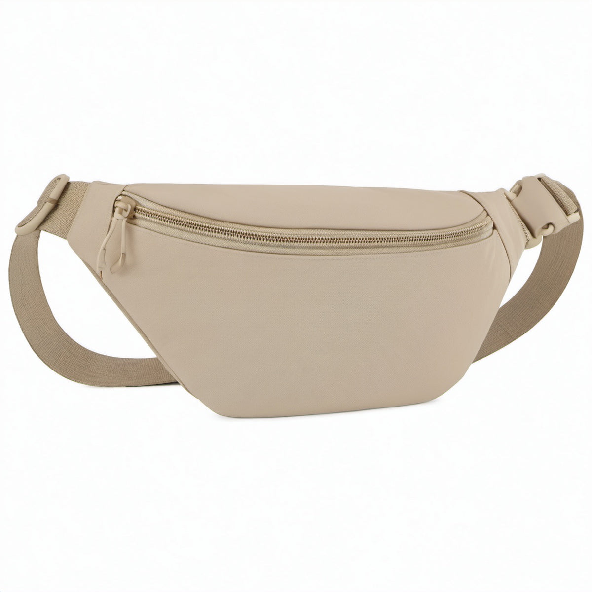 Bauchtasche 32 x 15 x 7 cm Beige aus Kunstfaser mit Reißverschluss und verstellbarem Gurt