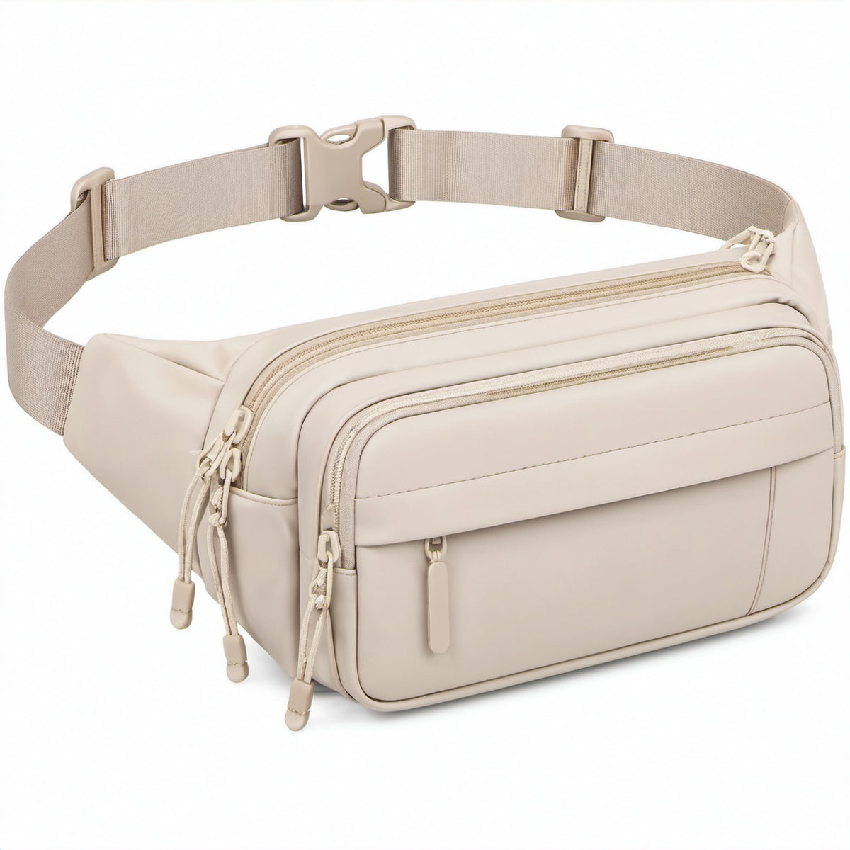 Gürteltasche 32 x 8 x 16 cm aus Kunstfaser Beige mit Mehrfachfächern für Alltag und Reise