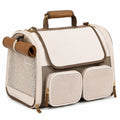 Haustier-Transporttasche 42 x 28 x 30 cm Textilgewebe Beige Braun mit Netzfenster und Tragegriffen