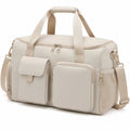 Sporttasche 50 x 25 x 28 cm aus Kunstleder in Creme mit Schultergurt und Außenfächern