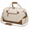 Reisetasche 50 x 25 x 30 cm aus Textil in Beige Braun mit Schultergurt und Reißverschluss