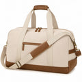 Reisetasche 50 cm Textil Beige Braun mit Schultergurt und Reißverschluss