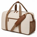 Reisetasche 50 cm Textil in Beige Braun mit Schultergurt und Reißverschluss
