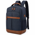 Rucksack 32 x 16 x 45 cm Textil Dunkelblau Braun mit Laptopfach