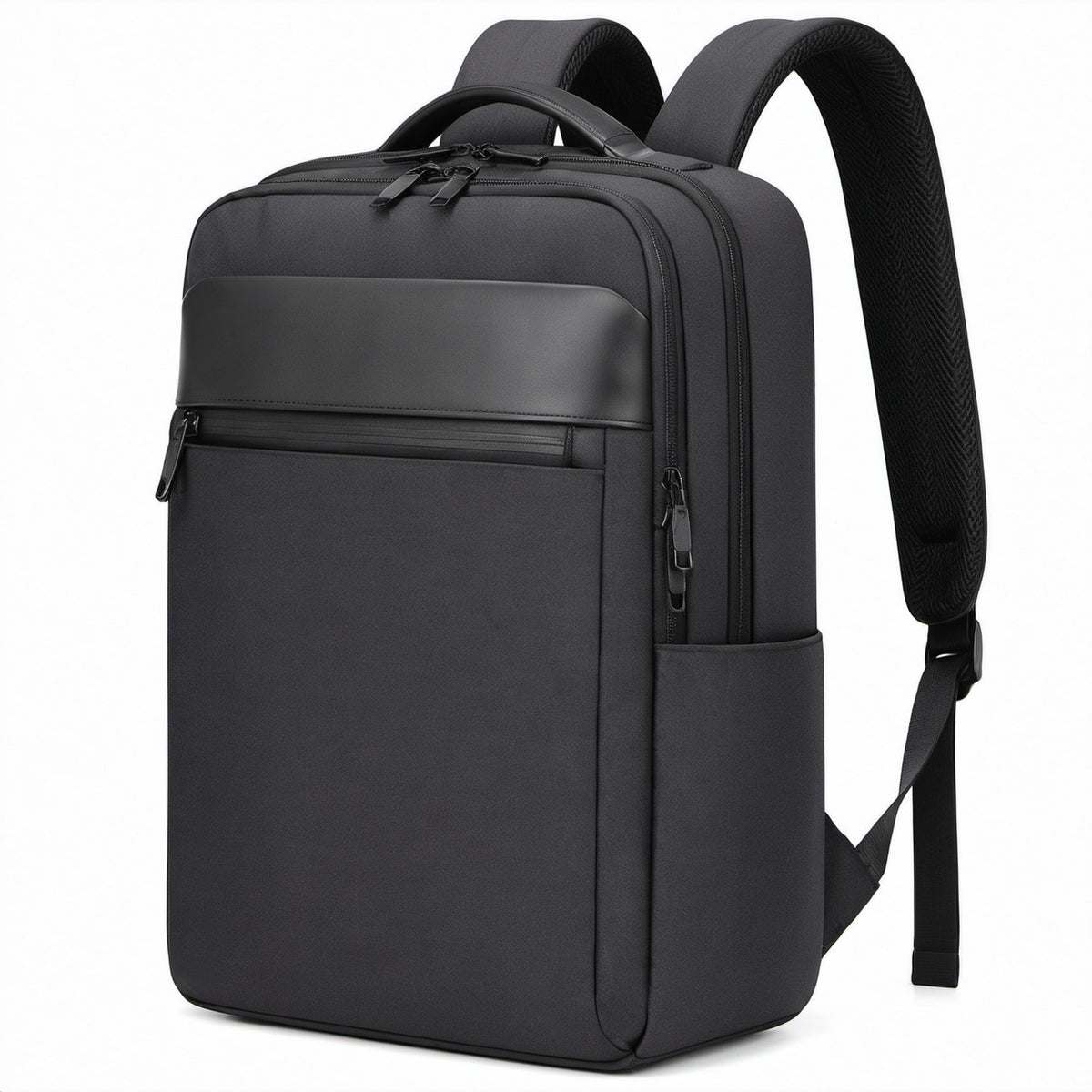 Laptop-Rucksack 30 x 15 x 45 cm Schwarz Textil mit Kunstleder Business Alltag