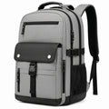 Rucksack 32 x 18 x 46 cm aus Kunstleder und Textilgewebe grau schwarz mit mehreren Fächern