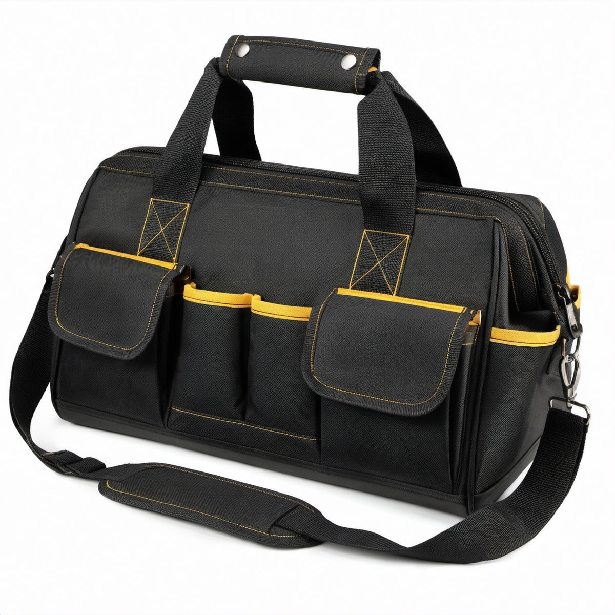 Werkzeugtasche 40 x 20 x 28 cm aus Polyester Schwarz Gelb mit Schultergurt